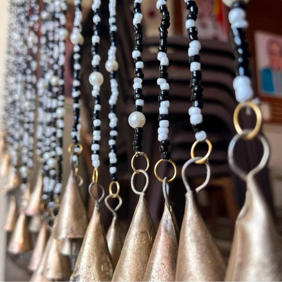 25 STRANDS Hand made Glass beads & tin STUNNING Boho Style Work of Art 1 CURTAIN - Picture 4 of 10